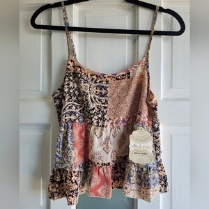 Altar'd State Women's Multicolor Patchwork Top, Size Small, Babydoll Tank
